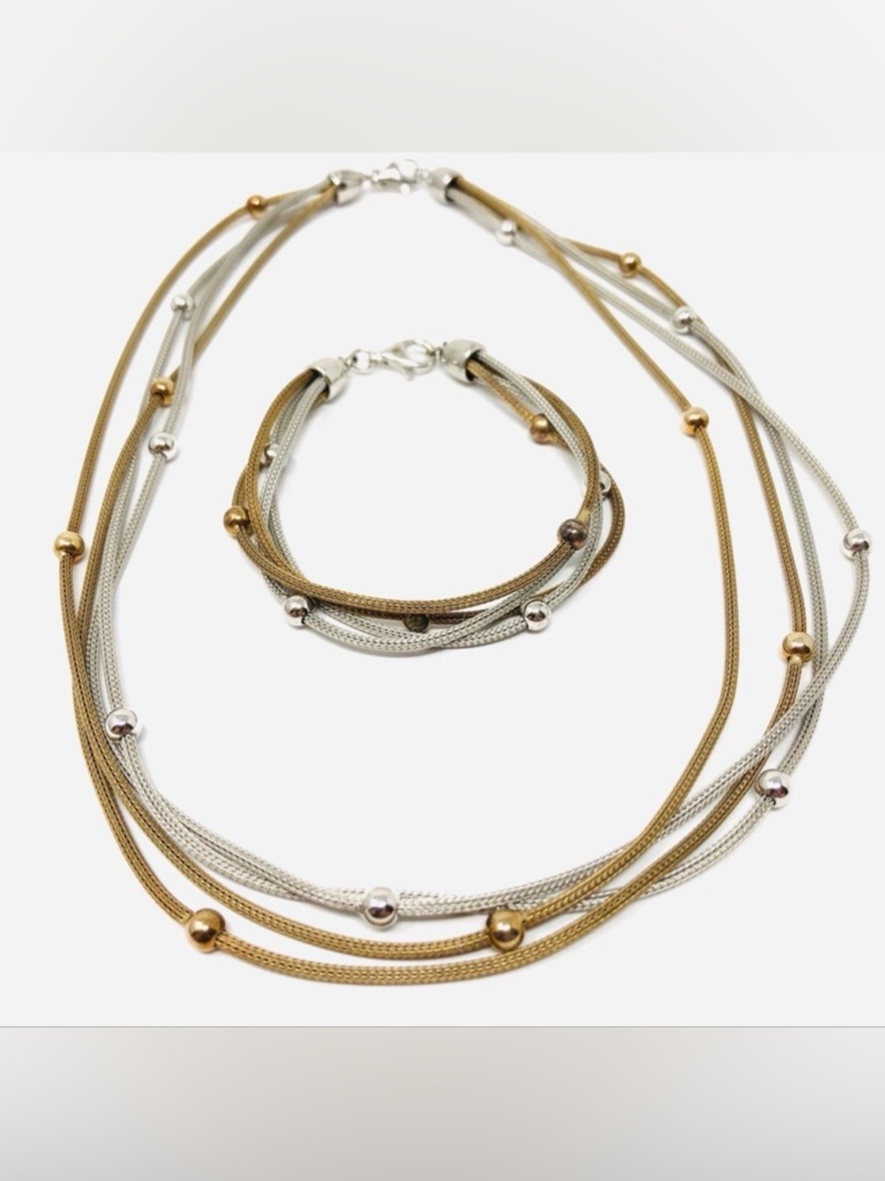 Sterling silver necklace / bracelet set, made Italy, NWOT